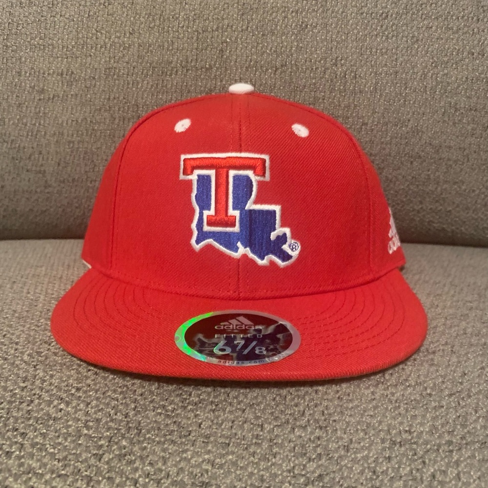 Adidas Louisiana Tech Bulldogs Authentic Fitted Baseball Hat Sz 6 7/8
